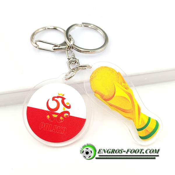 Nouveau Porte-clés Arrondir Coupe Du Monde 2022 + Pologne Blanc/Rouge
