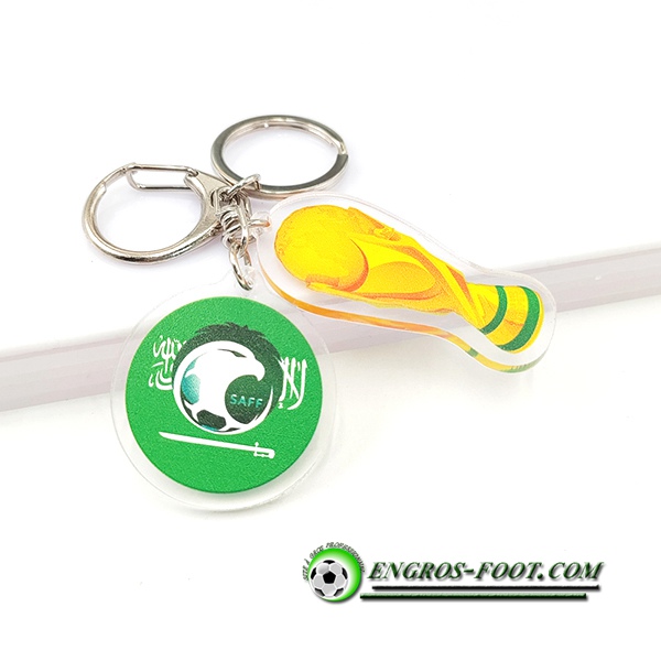 Nouveau Porte-clés Arrondir Coupe Du Monde 2022 + Saoudien Vert