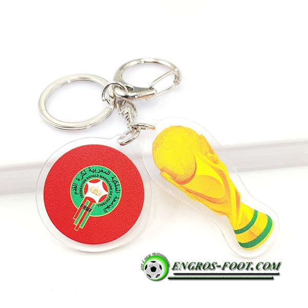 Nouveau Porte-clés Arrondir Coupe Du Monde 2022 + Maroc Rouge