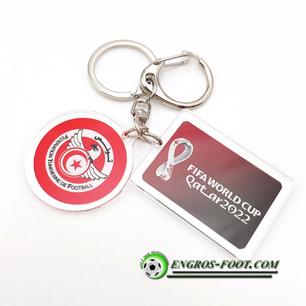 Nouvelle Porte-clés Coupe Du Monde 2022 Tunisie Rouge/Blanc