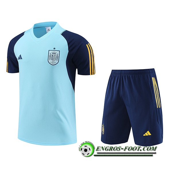Ensemble Training T-Shirts + Shorts Espagne Bleu Clair 2023/2024
