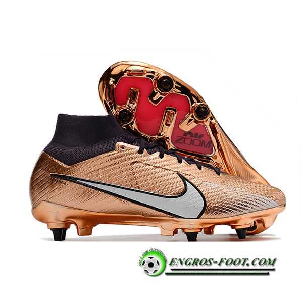 Nike Chaussures de Foot Air Zoom Mercurial Superfly IX Elite SG Brune
