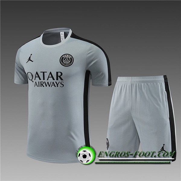 Ensemble Training T-Shirts + Shorts Jordan PSG Enfant Gris 2023/2024