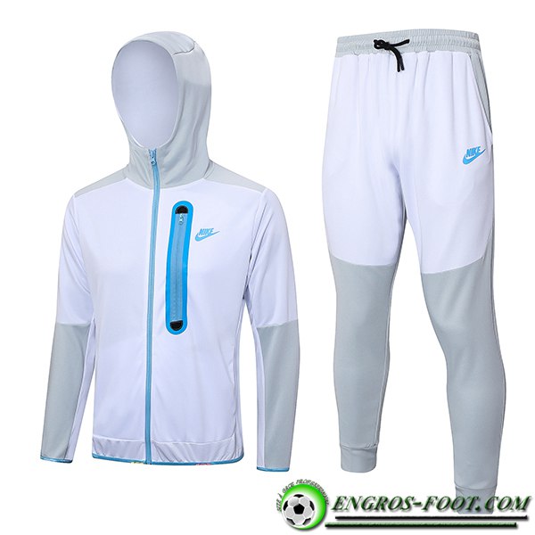 Ensemble Survetement Veste A Capuche Coupe-Vent Nike Blanc 2023/2024 -02
