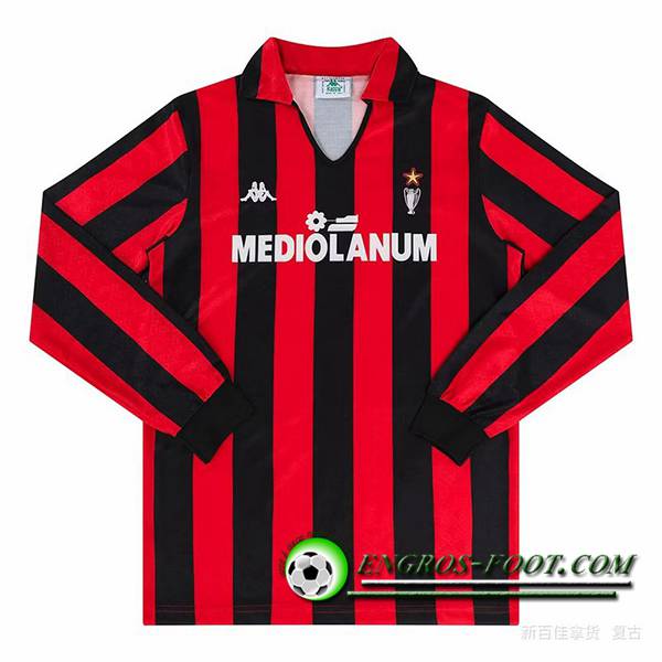 Maillot de Foot Milan AC Retro Domicile Manches Longues 1989/1990