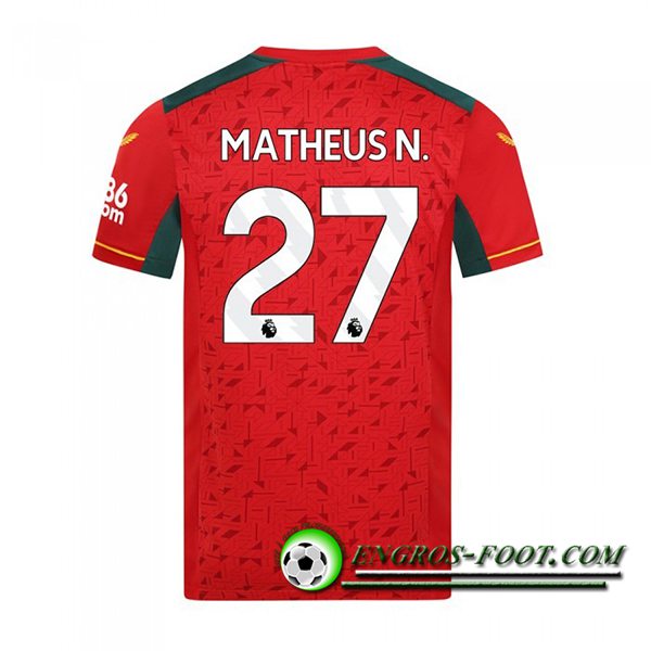 Maillot de Foot Wolves (MATHEUS N. #27) 2023/2024 Exterieur