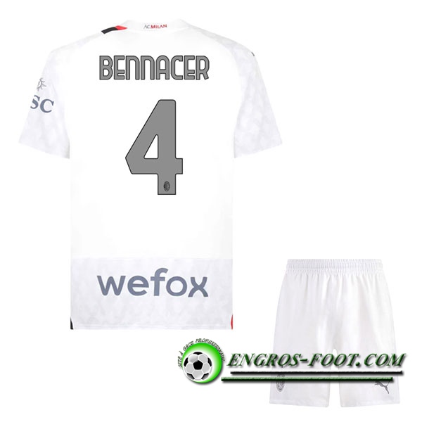 Maillot de Foot AC Milan (BENNACER #4) Enfants 2023/2024 Exterieur