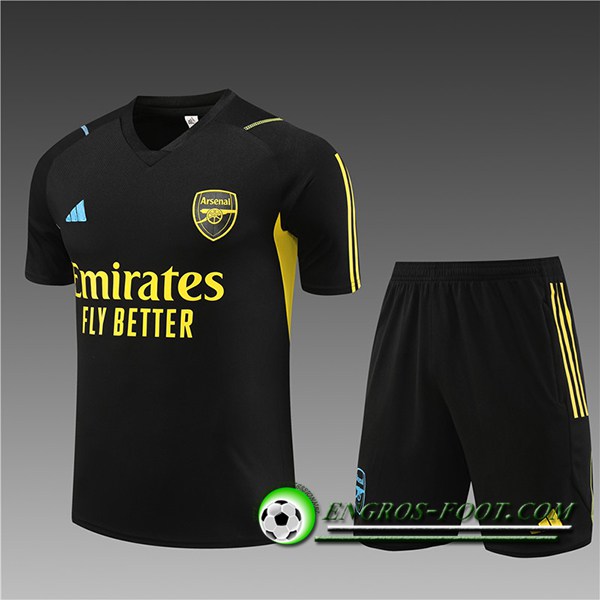 Training T-Shirts + Short Arsenal Enfant Noir 2023/2024 -02