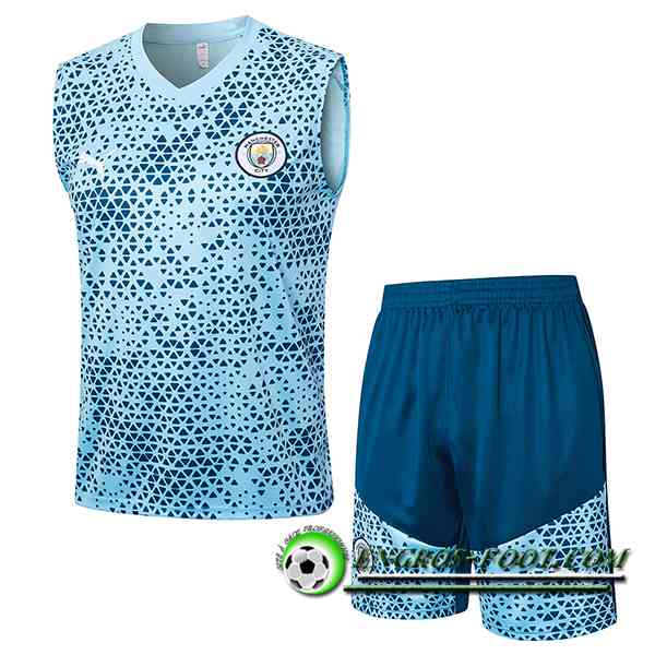 Ensemble Training Debardeur + Shorts Manchester City Bleu Clair 2023/2024 -02
