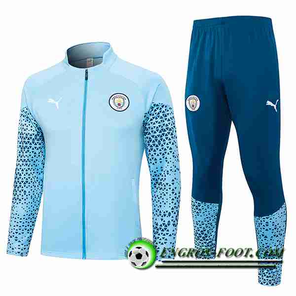 Ensemble Survetement de Foot - Veste Manchester City Bleu Clair 2023/2024