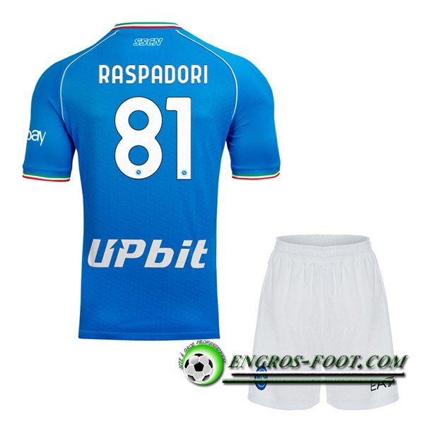 Maillot de Foot SSC Naples (RASPADORI #81) Enfants 2023/2024 Domicile