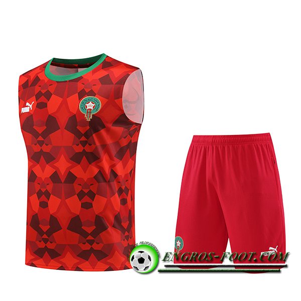 Ensemble Training Debardeur + Shorts Maroc Rouge 2023/2024
