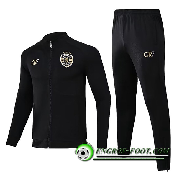Ensemble Survetement de Foot Sporting Noir 2023/2024