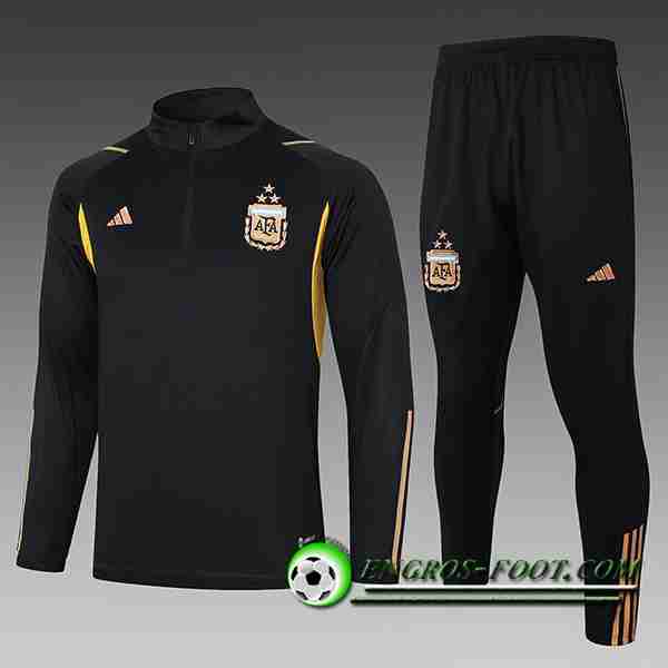 Ensemble Survetement de Foot Argentine Enfant Noir/Jaune 2023/2024