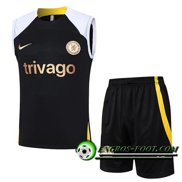 Ensemble Training Debardeur + Shorts FC Chelsea Blanc/Noir/Jaune 2024/2025