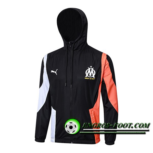 Coupe-Vent Marseille Noir/Blanc/Orange 2024/2025