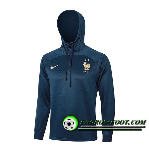 Sweatshirt Training Capuche France Bleu Marine 2024/2025