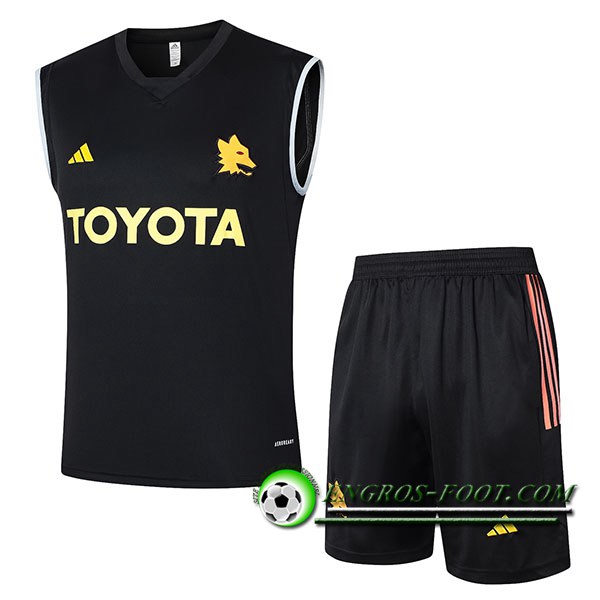 Ensemble Training Debardeur + Shorts As Rome Noir/Jaune/Orange 2024/2025