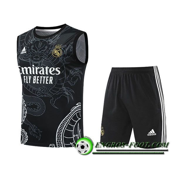 Ensemble Training Debardeur + Shorts Real Madrid Noir/Gris/Blanc 2024/2025