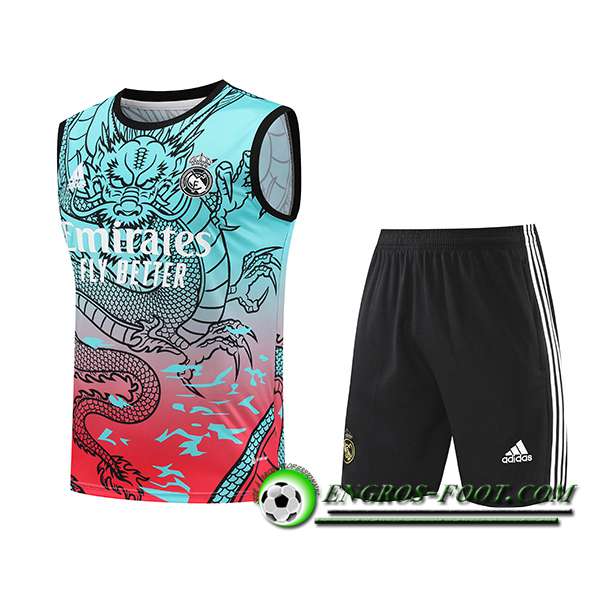 Ensemble Training Debardeur + Shorts Real Madrid Vert/Rouge 2024/2025
