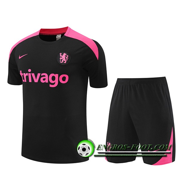 Ensemble Training T-Shirts + Shorts FC Chelsea Noir/Rose 2024/2025