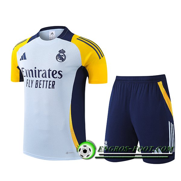 Ensemble Training T-Shirts Real Madrid Blanc/Bleu/Jaune 2024/2025