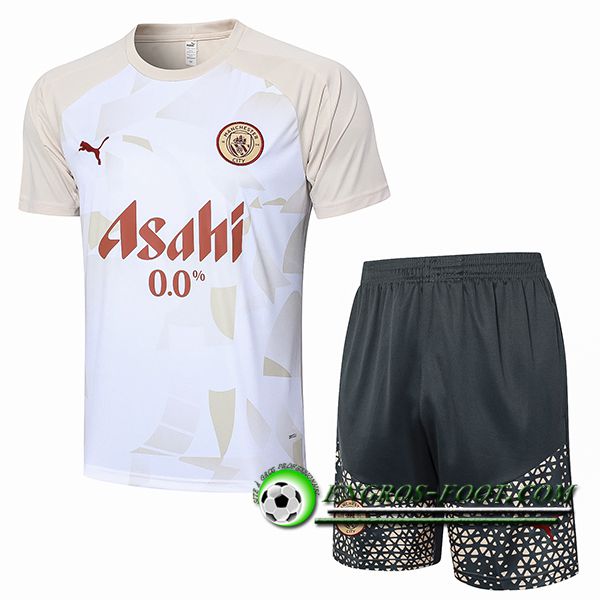 Ensemble Training T-Shirts Manchester City Blanc/Jaune 2024/2025