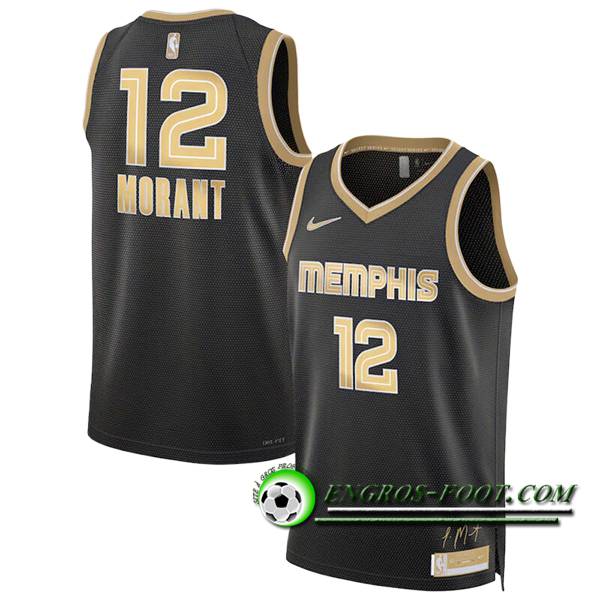 Maillot Memphis Grizzlies (MORANT #12) 2024/25 Noir/Jaune