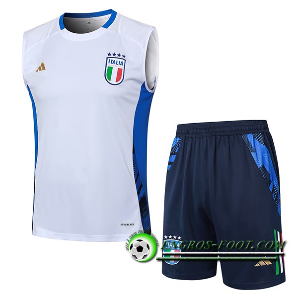 Ensemble Training Debardeur Italie Blanc/Bleu 2024/2025
