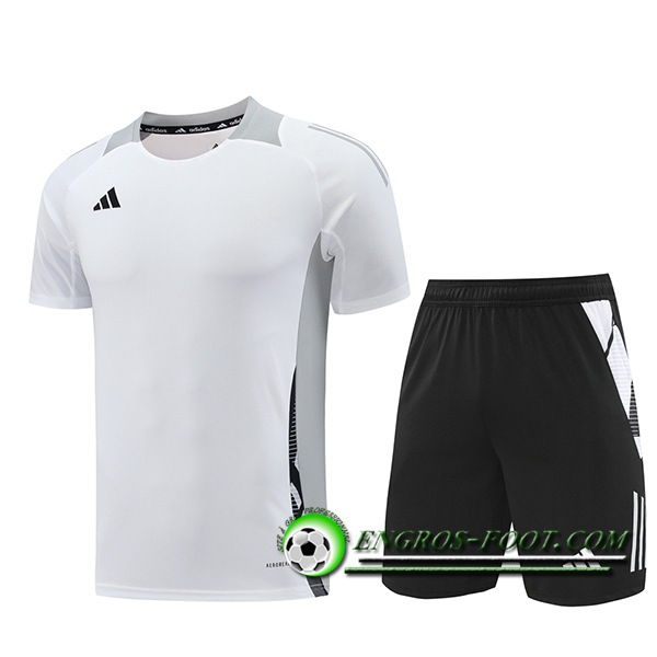 Ensemble Training T-Shirts Adidas Blanc/Gris 2024/2025