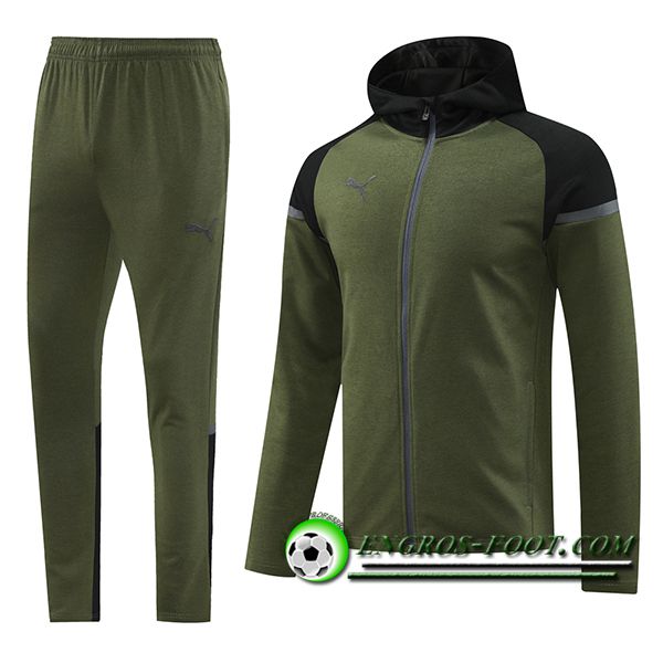 Ensemble Survetement Veste A Capuche Coupe-Vent PUMA Vert/Noir 2024/2025