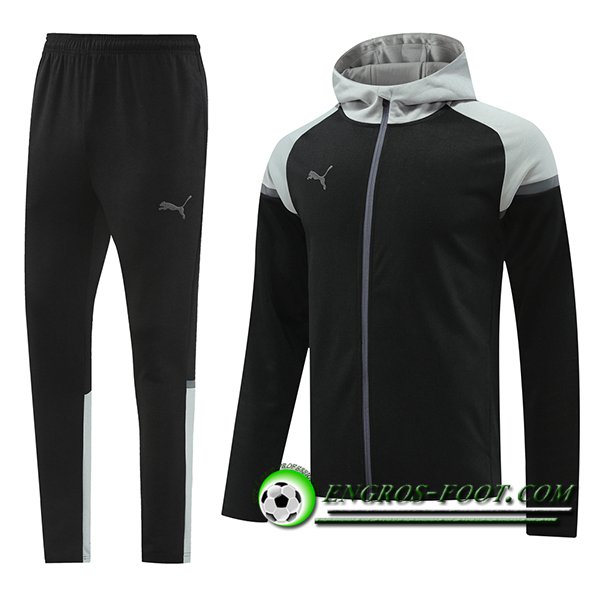 Ensemble Survetement Veste A Capuche Coupe-Vent PUMA Noir/Gris 2024/2025