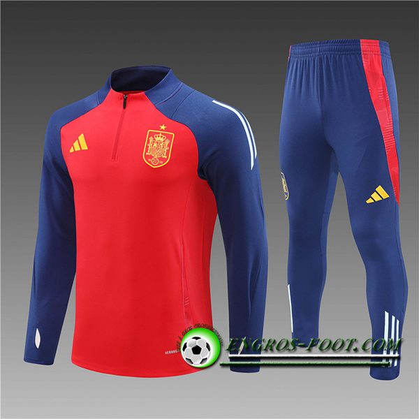 Ensemble Survetement de Foot Espagne Enfant Rouge/Bleu 2024/2025