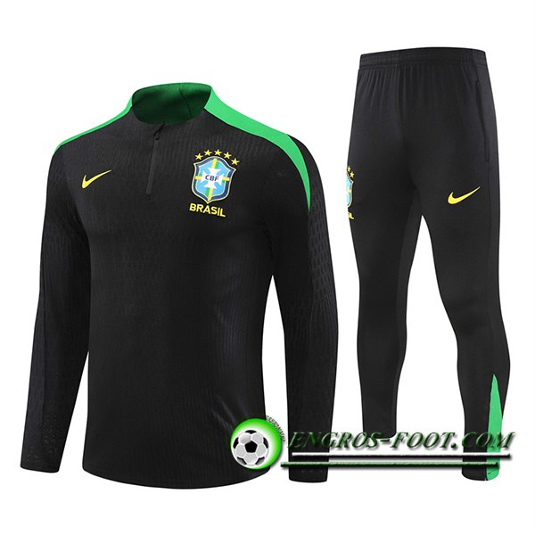 Ensemble Survetement de Foot Brésil Noir/Vert 2024/2025