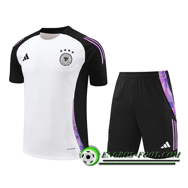 Ensemble Training T-Shirts Allemagne Blanc/Noir/Pourpre 2024/2025 -02