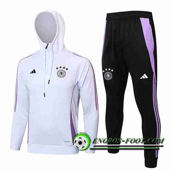Ensemble Survetement Veste A Capuche Coupe-Vent Allemagne Blanc/Pourpre 2024/2025