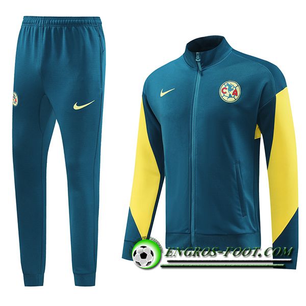 Ensemble Survetement de Foot Veste Foot Club America Vert/Jaune 2024/2025