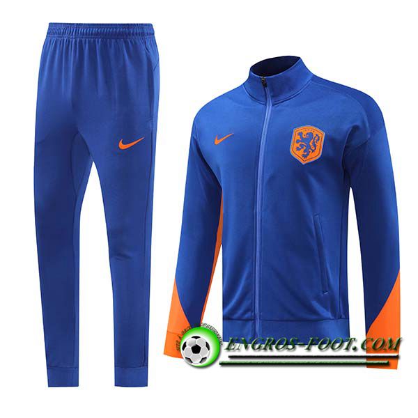 Ensemble Survetement de Foot Veste Foot Pays-Bas Bleu/Orange 2024/2025