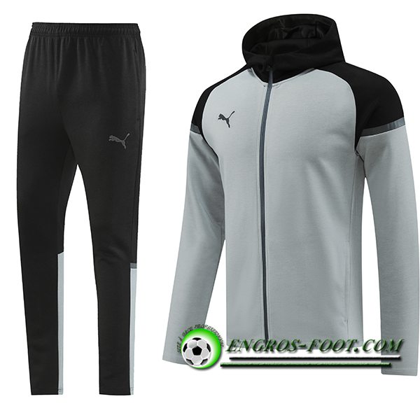 Ensemble Survetement Veste A Capuche Coupe-Vent PUMA Gris/Noir 2024/2025