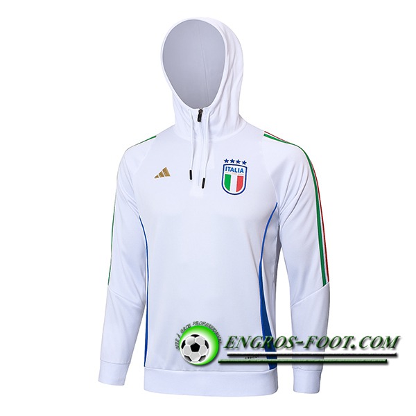 Veste A Capuche Italie Blanc/Bleu 2024/2025