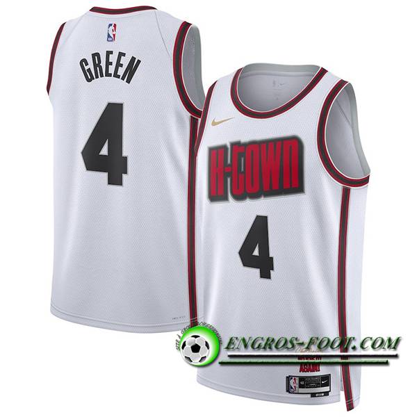 Maillot Houston Rockets (GREEN #4) 2024/25 Blanc/Rouge/Noir