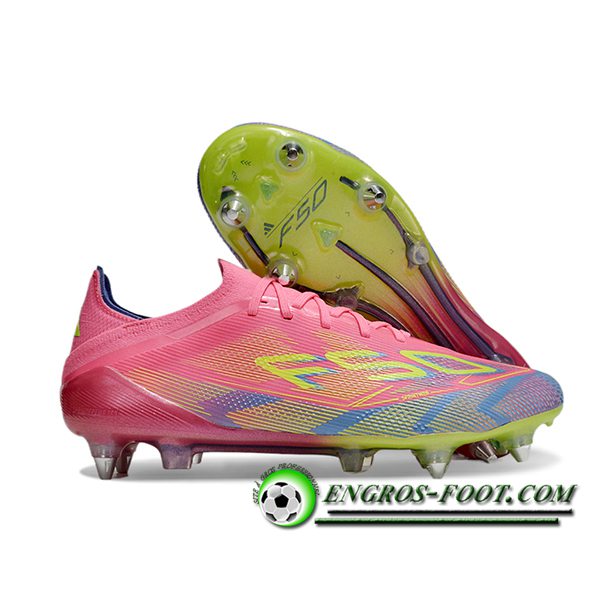 Adidas Chaussures de Foot F50 Elite SG Rose/Vert/Bleu