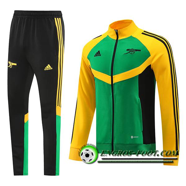Ensemble Survetement de Foot Veste Foot Arsenal Vert/Jaune/Noir 2024/2025