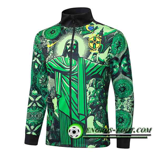 Veste Foot Brésil Vert/Noir 2024/2025