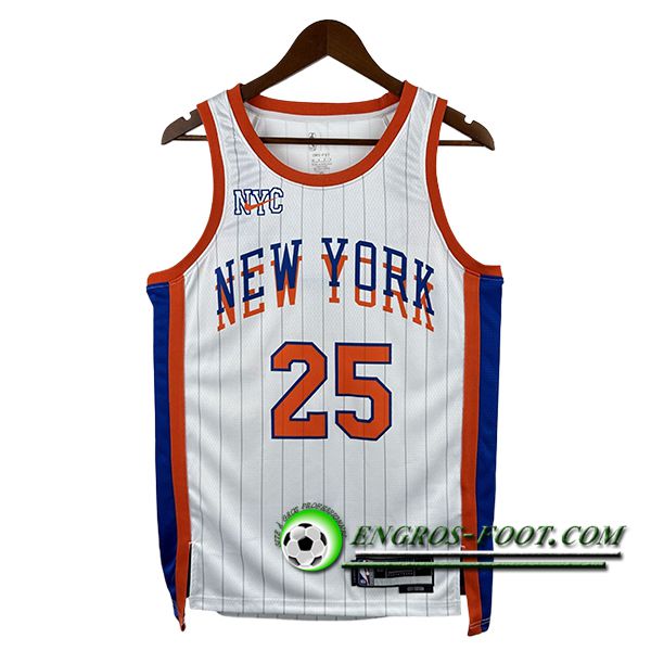 Maillot New York Knicks (BRIDGES #25) 2024/25 Blanc/Orange -02