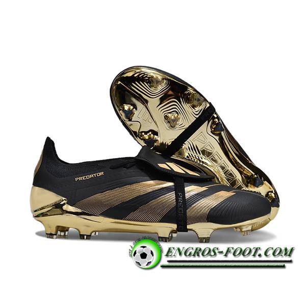 Adidas Chaussures de Foot Predator Elite Tongue FG Noir/Jaune -04