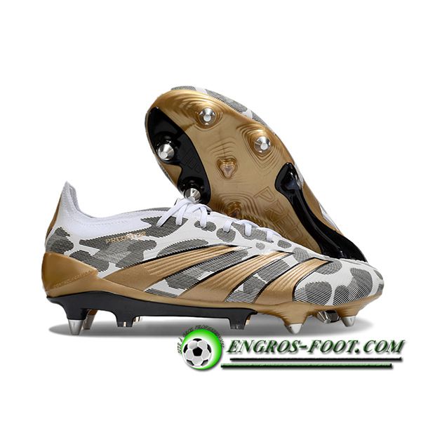 Adidas Chaussures de Foot Predator Elite SG Blanc/Jaune/Gris