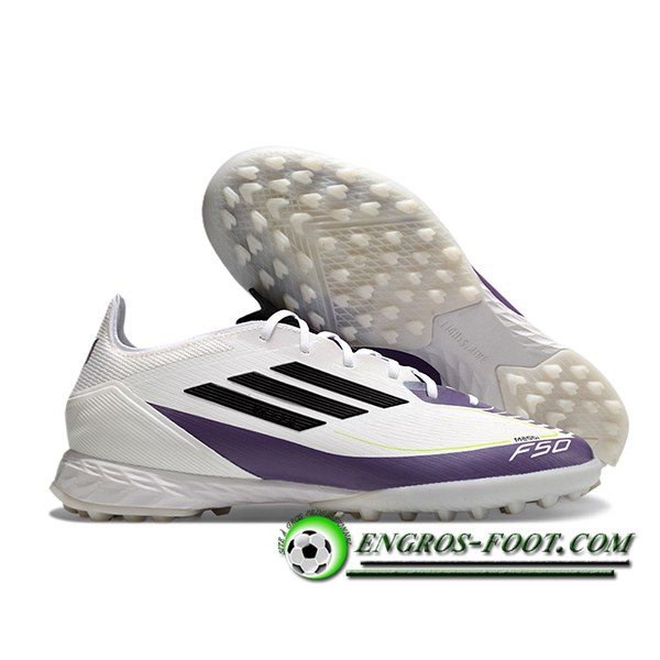 Adidas Chaussures de Foot F50 PRO TF Blanc/Pourpre/Noir