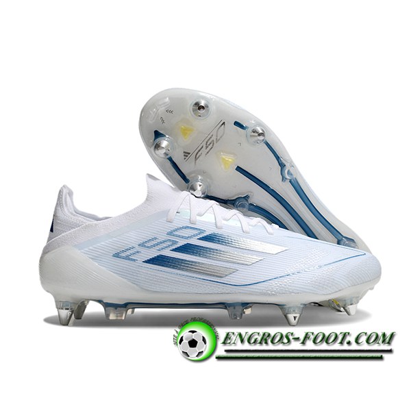 Adidas Chaussures de Foot F50 Elite SG Blanc/Bleu