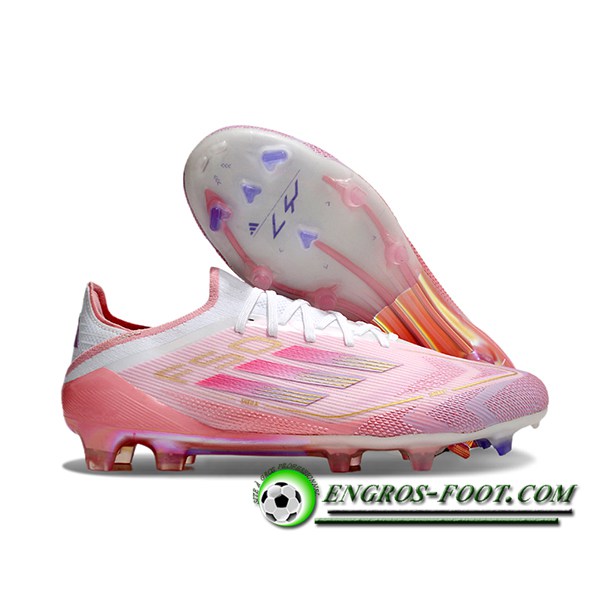 Adidas Chaussures de Foot F50 Elite FG Rose/Blanc -02